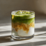Caramel Matcha Latte: Easy, Creamy Recipe You Can Make at Home 8 Caramel matcha latte in glass with caramel layers