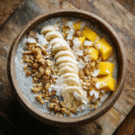 Chia Oatmeal Pudding Tropical Smoothie: Healthy, Easy Recipe 5 Chia oatmeal pudding tropical smoothie bowl with fruit