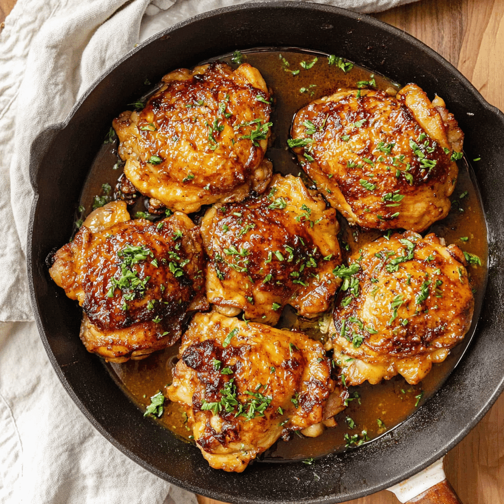 Chipotle honey chicken in cast iron skillet