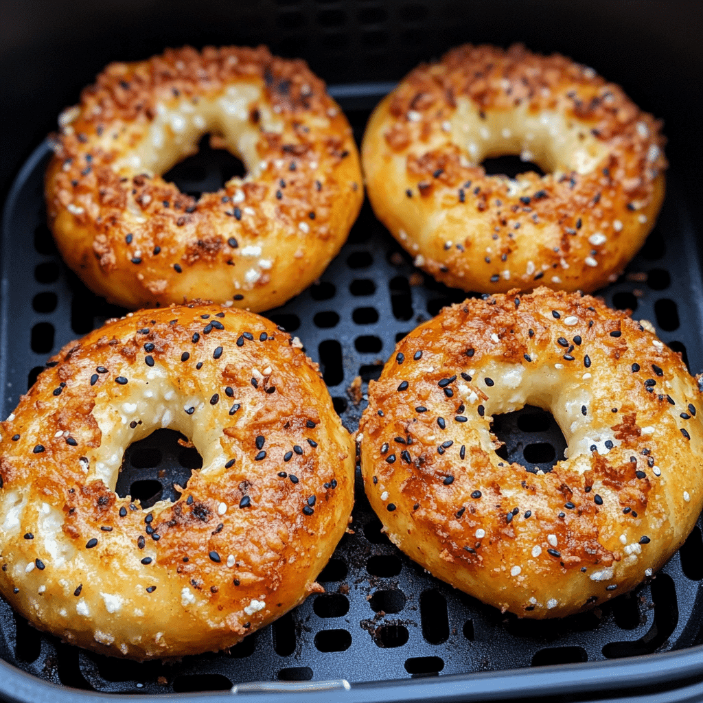 Cottage Cheese Protein Bagels: High-Protein, No-Fuss Breakfast Win 7 Cottage cheese protein bagels cooking in air fryer