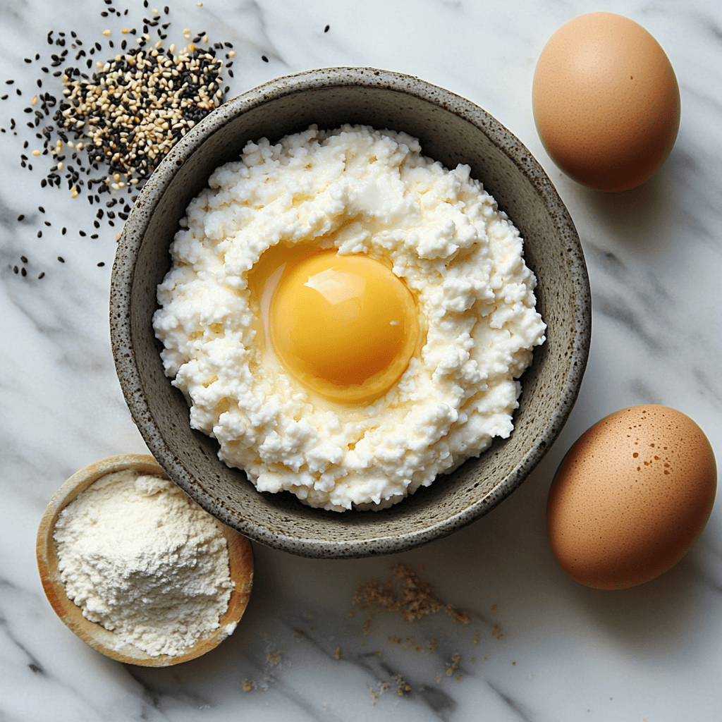 Cottage Cheese Bagels: High-Protein, Easy, and Delicious 6 Separated ingredients for cottage cheese bagels in bowls
