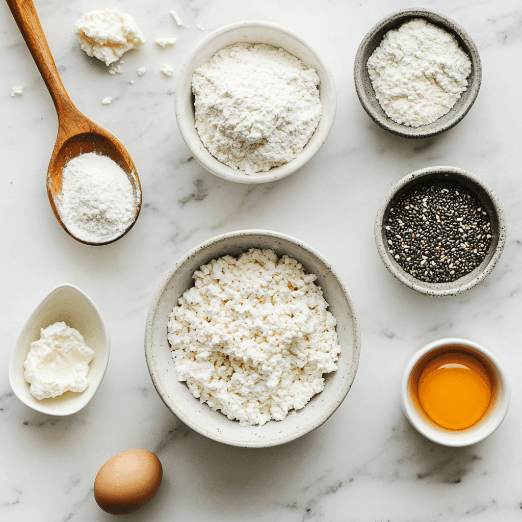 Cottage Cheese Protein Bagels: High-Protein, No-Fuss Breakfast Win 6 Cottage cheese protein bagel ingredients laid out on counter