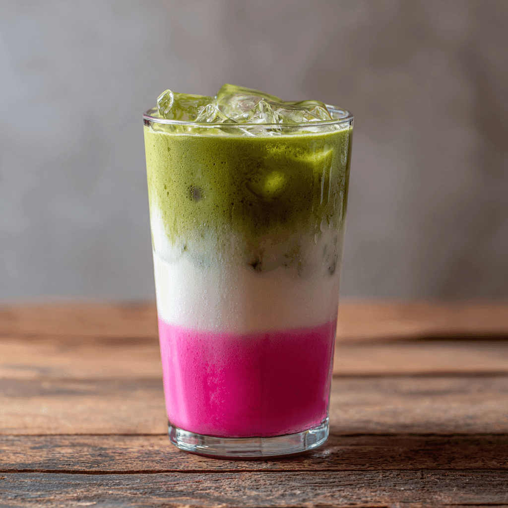 Matcha Latte Recipes That Taste Like Comfort in a Cup 3 guava matcha latte in glass cup with layers