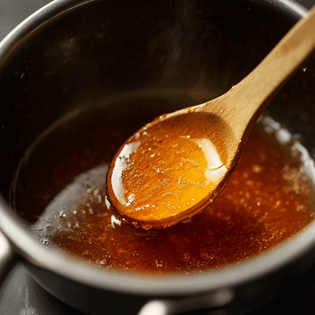 Hot Honey Chicken Recipe – Sweet, Spicy, and Addictive 6 Hot honey glaze simmering