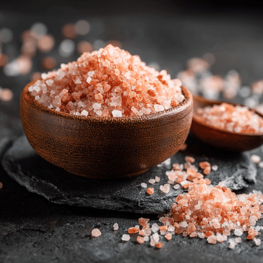 Pink Salt Weight Loss Recipe: Easy 3-Ingredient Morning Detox 5 pink Himalayan salt in a wooden bowl with spilled salt