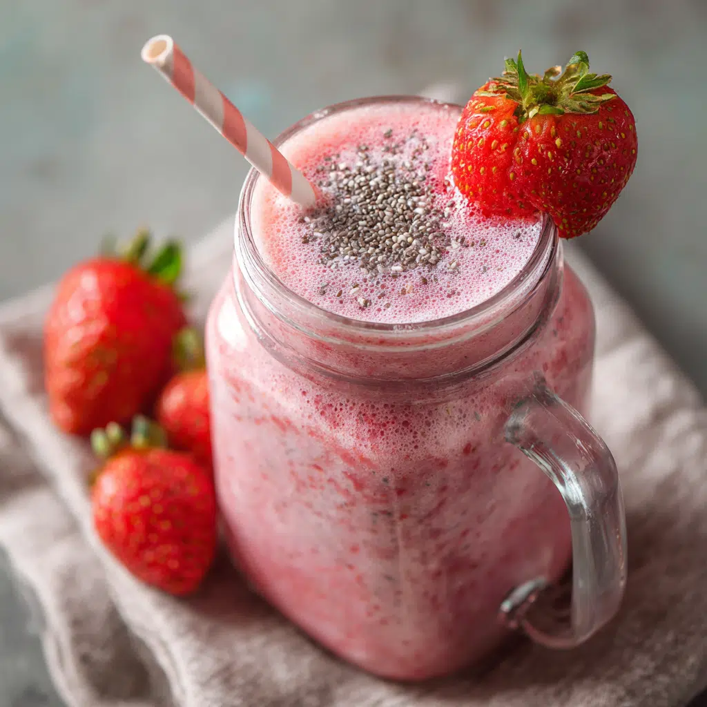 Strawberry Chia Seed Smoothie: Healthy, Refreshing & Easy to Make 10 Served strawberry chia seed smoothie in jar with garnish