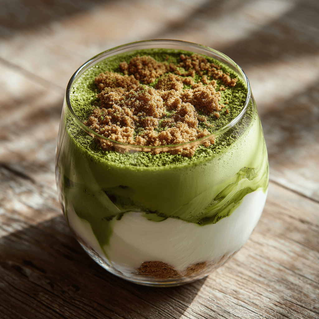 Matcha Latte Recipes That Taste Like Comfort in a Cup 8 tiramisu matcha latte with creamy layers in a rounded glass