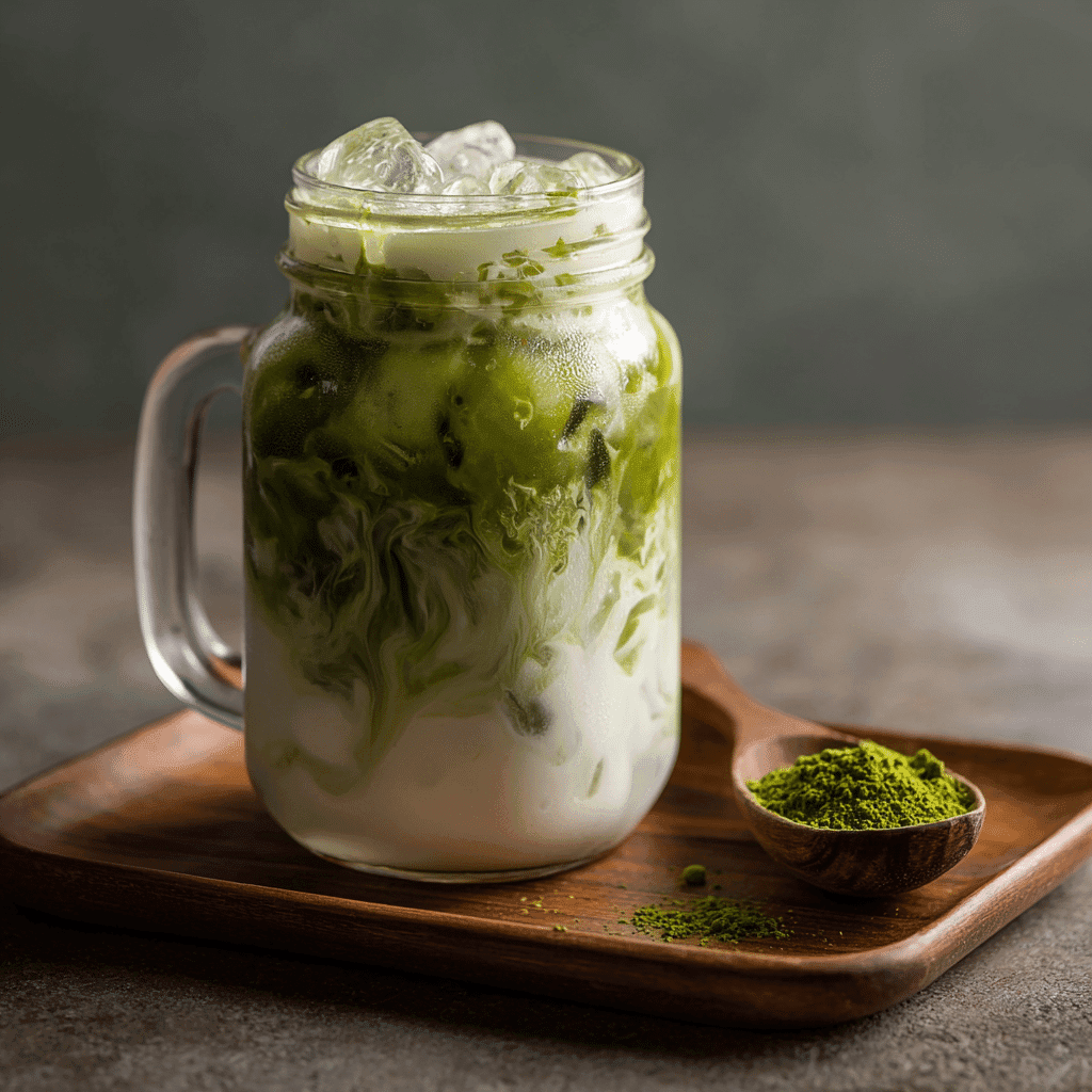 Matcha Latte Recipes That Taste Like Comfort in a Cup 6 vanilla matcha latte in mason jar with ice