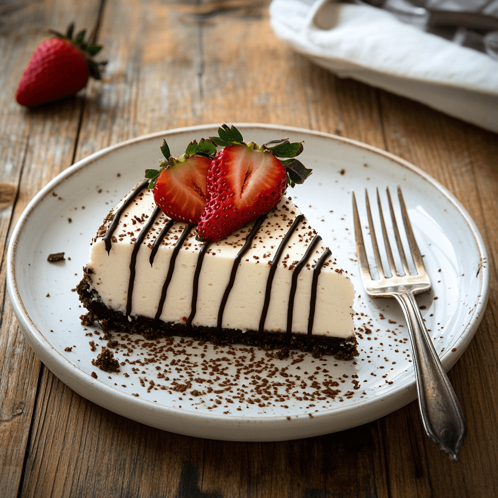 Vegan Cheesecake Recipe That’s Creamy, Easy, and Totally Dairy-Free 8 Vegan cheesecake slice with chocolate and berries