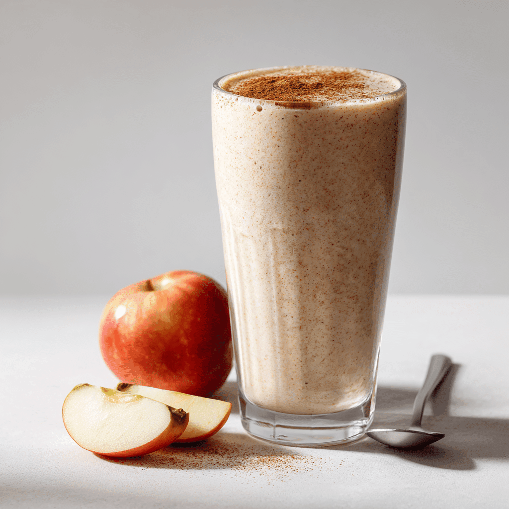 Apple Smoothie for Weight Loss: Tasty, Simple, and Proven 6 apple smoothie for weight loss in clear glass with apple slices and spoon.