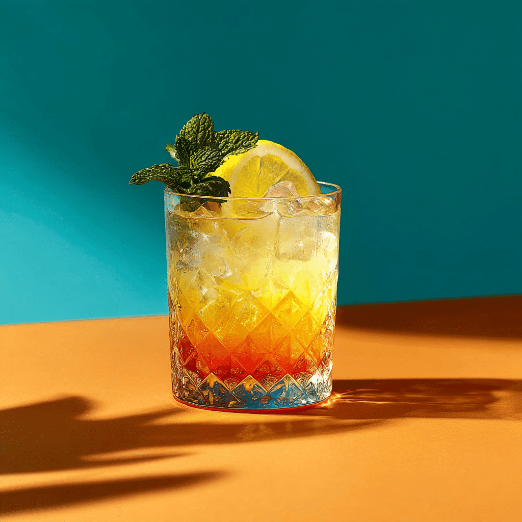 layered cortisol cocktail for weight loss recipe in crystal glass with lemon and mint
