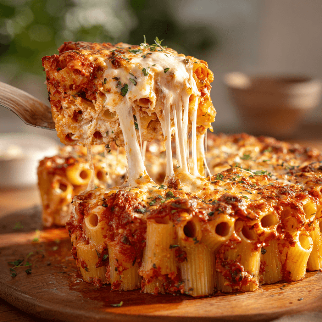 Honeycomb Pasta Cake – Easy, Stunning, and Cheesy Showstopper 3 Cheesy honeycomb pasta cake slice being served