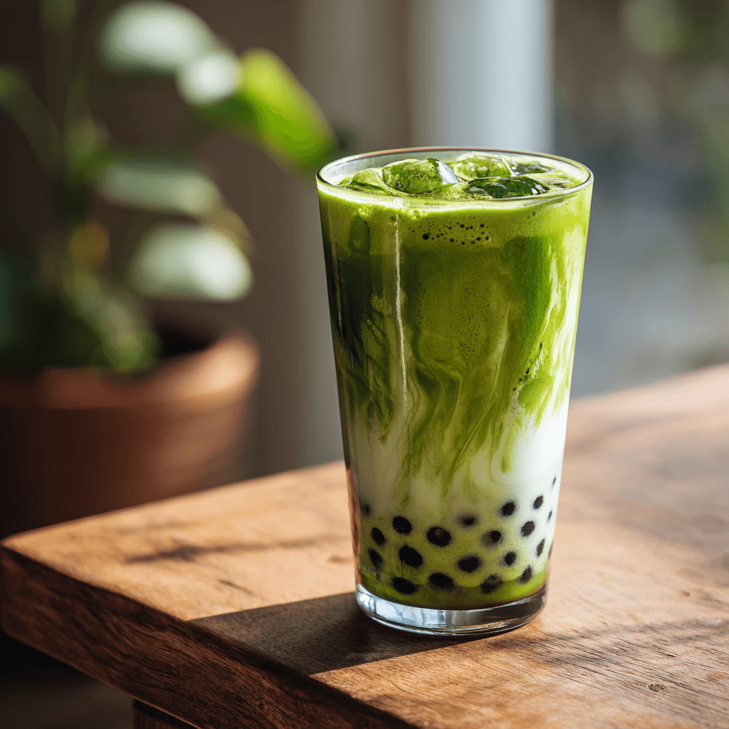 Matcha Bubble Tea: A Deliciously Refreshing Twist on a Classic Sip 1 Matcha bubble tea in a tall glass with tapioca pearls
