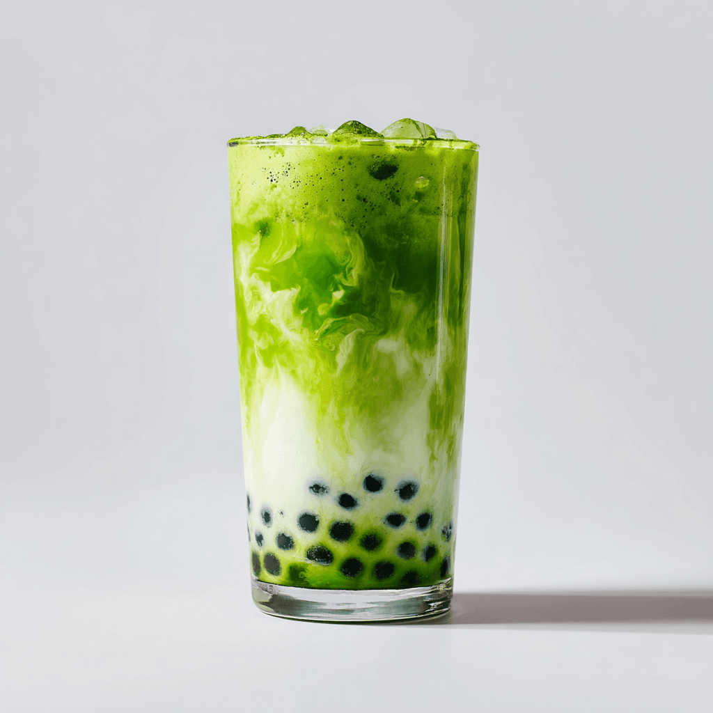 Matcha Bubble Tea: A Deliciously Refreshing Twist on a Classic Sip 3 Tall glass of matcha bubble tea with tapioca on white background