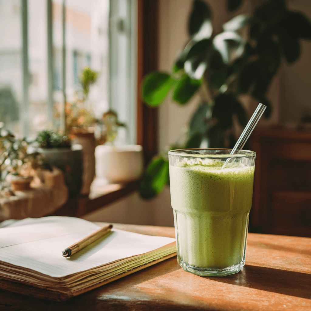 Matcha Green Tea Smoothie – Clean Energy in Every Sip 6 Matcha smoothie on kitchen table with morning light