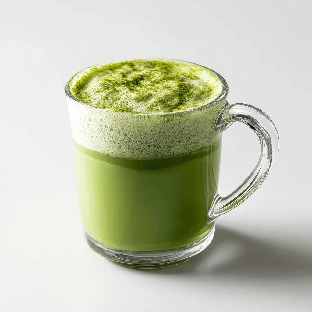 Matcha Latte Benefits: A Powerful Green Elixir for Body and Mind 1 Close-up of matcha latte in glass cup showing vibrant green color