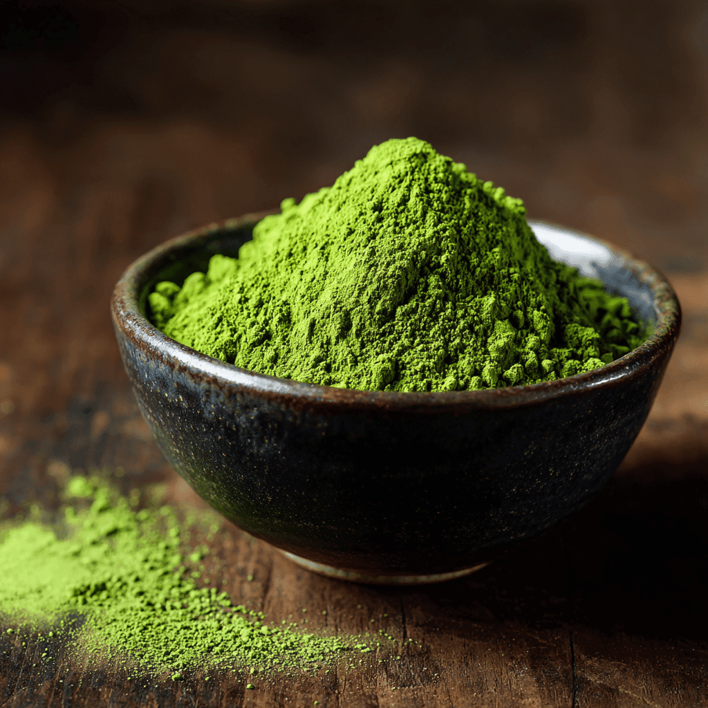 Matcha Protein Smoothie: Energizing, Creamy & Easy to Make 4 bright green matcha powder in bowl