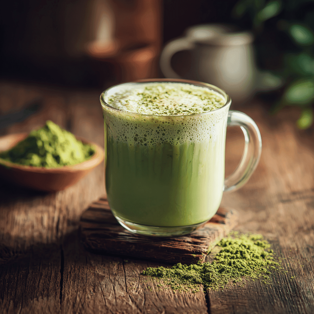 Matcha Protein Smoothie: Energizing, Creamy & Easy to Make 3 matcha protein smoothie in glass replacing morning coffee