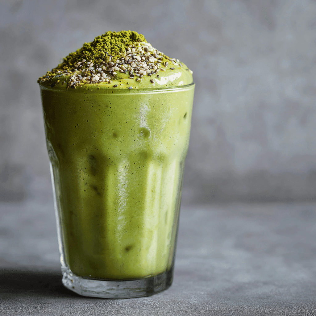 Matcha Protein Smoothie: Energizing, Creamy & Easy to Make 1 close-up of creamy matcha protein smoothie on white background