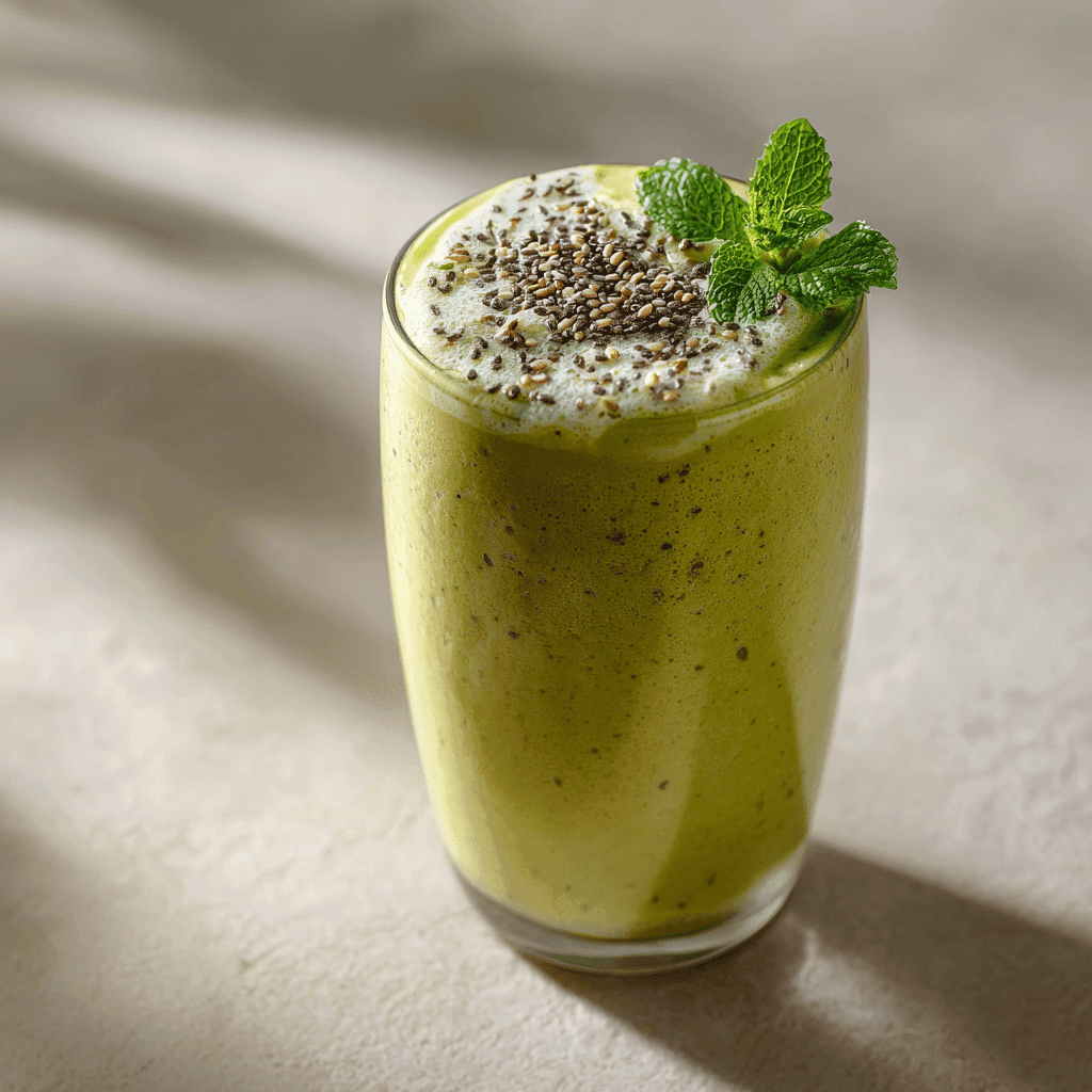Matcha Protein Smoothie: Energizing, Creamy & Easy to Make 7 tall glass of matcha protein smoothie on neutral background