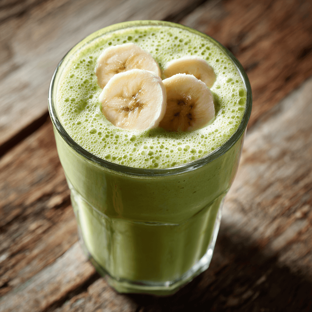 Matcha Smoothie Banana Recipe: Creamy, Energizing & Easy 3 close-up glass of matcha smoothie banana with creamy texture