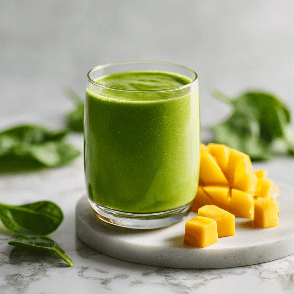 Panera Tropical Green Smoothie Recipe: Easy, Healthy, Delicious 1 Panera Tropical Green Smoothie in clear glasse on marble