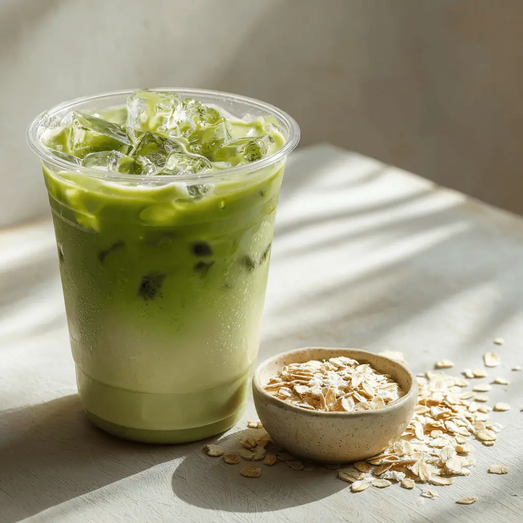 Starbucks Matcha Latte: Copycat Recipe for a Creamy, Healthy Fix 9 Iced Starbucks Matcha Latte with oat milk and whole oats