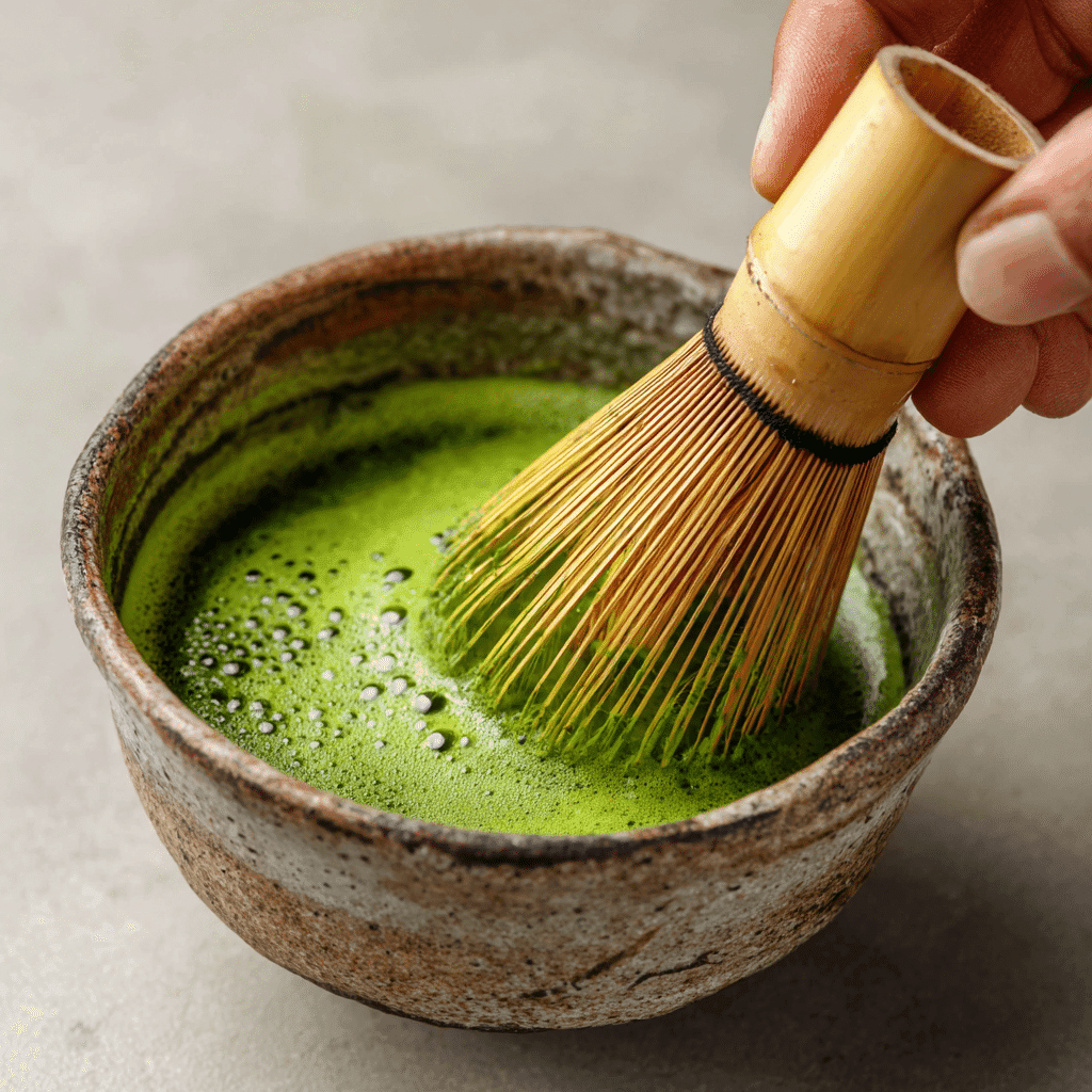 Matcha Latte Recipe That Actually Tastes Good and Easy to Make 9 whisking matcha powder for latte