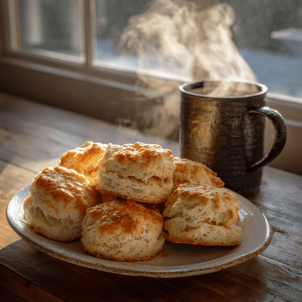 Air Fryer Biscuits: Easy Golden Perfection in Minutes 3 Air fryer biscuits served in a cozy morning kitchen scene