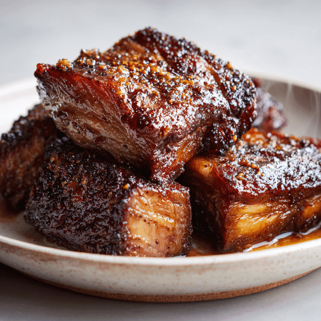 Boneless Beef Ribs Recipe: Fall-Apart Tender, Oven-Baked Perfection 1 Close-up of tender boneless beef ribs recipe glazed with dry rub