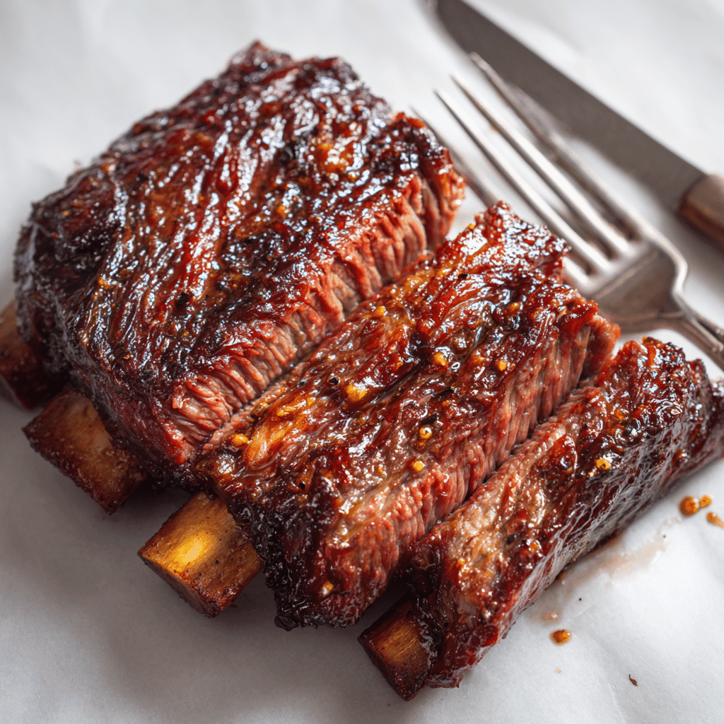 Boneless Beef Ribs Recipe: Fall-Apart Tender, Oven-Baked Perfection 4 Perfectly cooked boneless beef ribs showing juicy texture