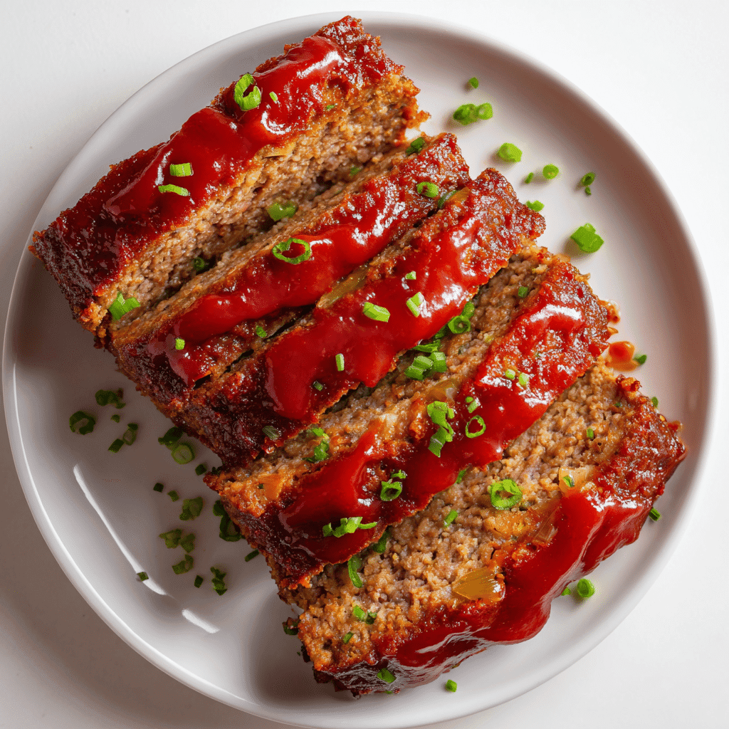 Cajun Meatloaf Recipe – Bold, Juicy, and Packed with Southern Flavor 1 Spicy Cajun meatloaf slices with glaze on a white plate