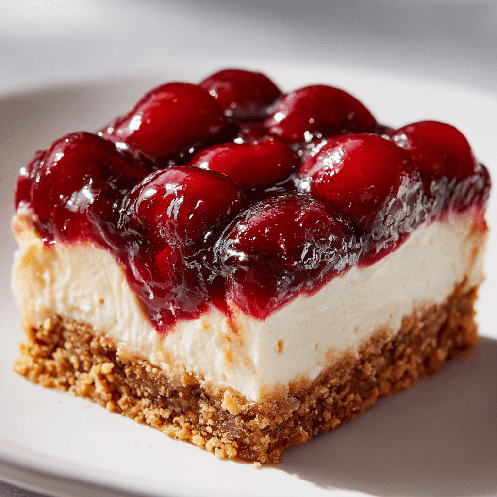 Cherry Yum Yum – Sweet Layers for a Crowd-Pleasing Dessert 3 close-up Cherry Yum Yum dessert showing perfect layers of crust, cream, and cherry topping