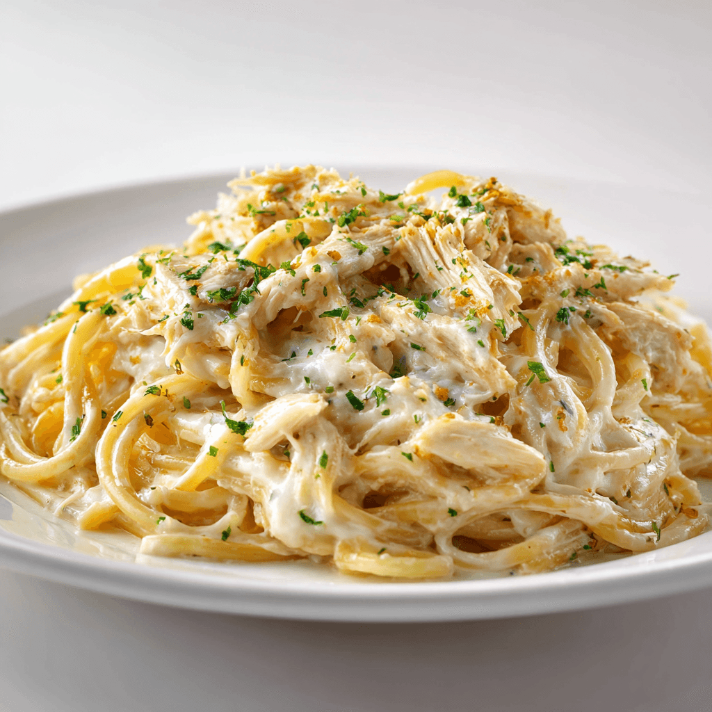 Chicken Spaghetti with Cream Cheese: Creamy Comfort Made Easy 3 Cream cheese melting into hot chicken spaghetti, creating a rich, creamy sauce.