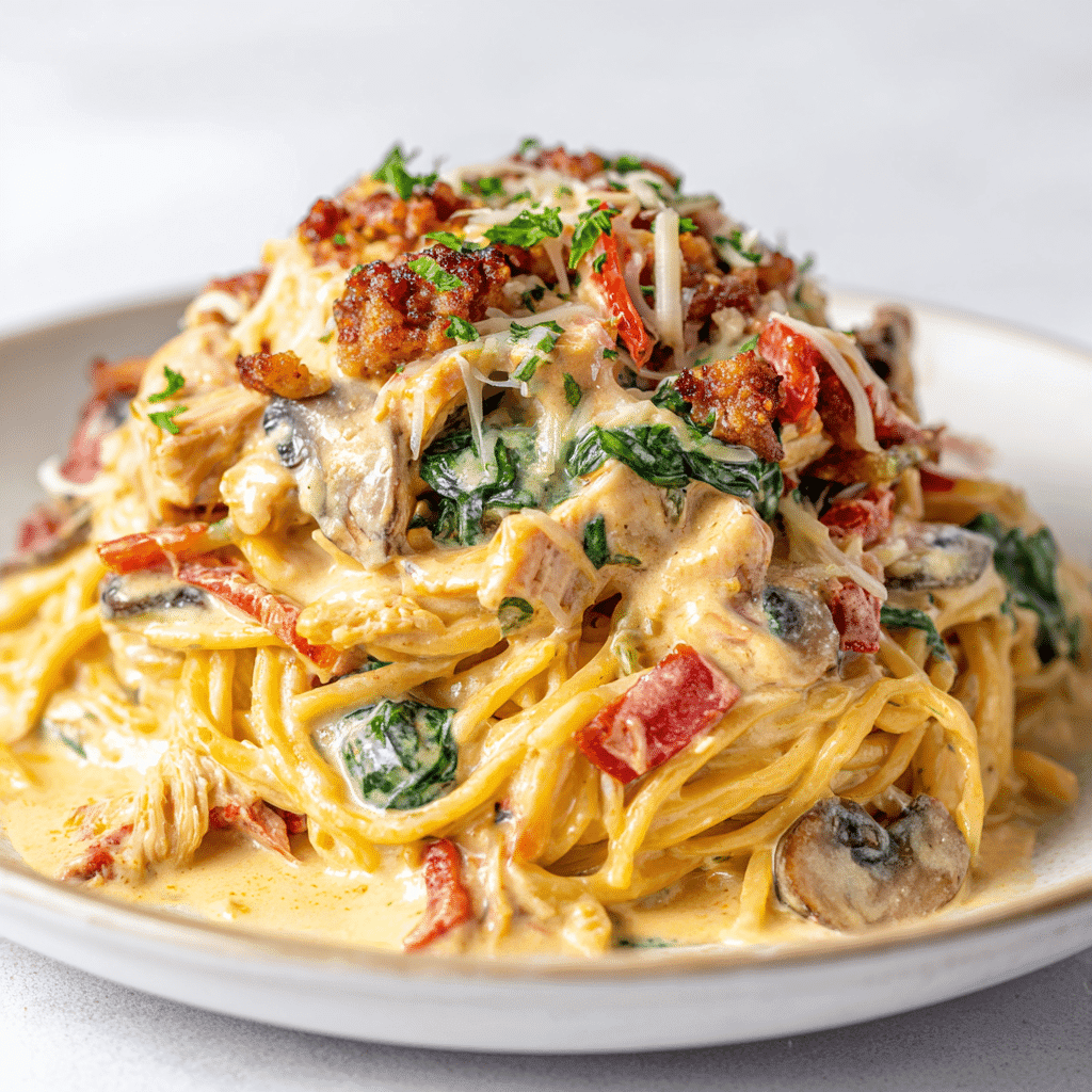 Chicken Spaghetti Recipe with Rotel – Easy Comfort Food 4 Chicken spaghetti with Rotel featuring vegetables and alternate proteins