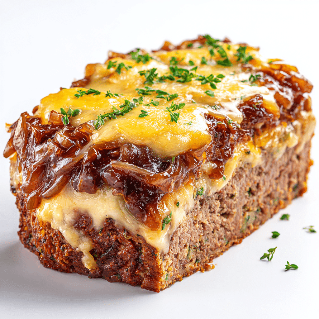 Crockpot French Onion Meatloaf – A Slow-Cooked Comfort Food Classic 4 Crockpot French onion meatloaf with melted Swiss cheese on top