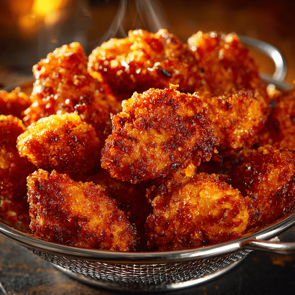 Popcorn Chicken Recipe: Crispy, Juicy Bites You’ll Crave 4 Crispy golden fried popcorn chicken in wire basket