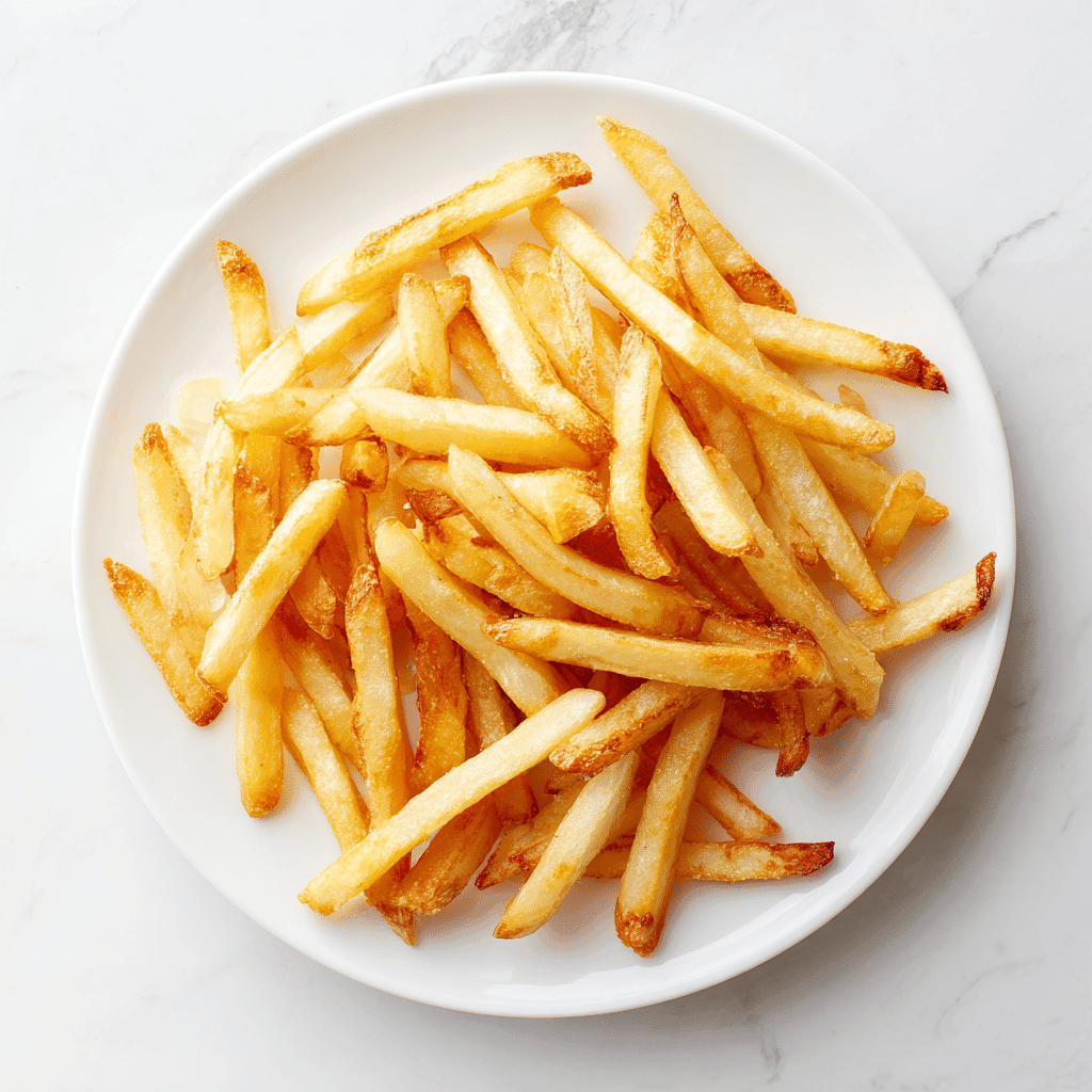 Air Fryer Frozen French Fries: Crispy Perfection in Minutes 7 Freshly cooked golden air fryer french fries on a white plate