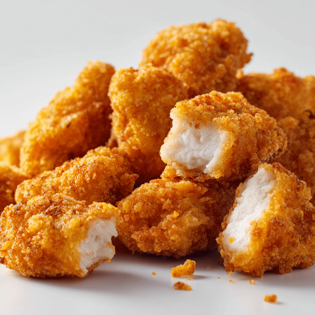 Popcorn Chicken Recipe: Crispy, Juicy Bites You’ll Crave 3 Bite-sized crispy popcorn chicken on white surface