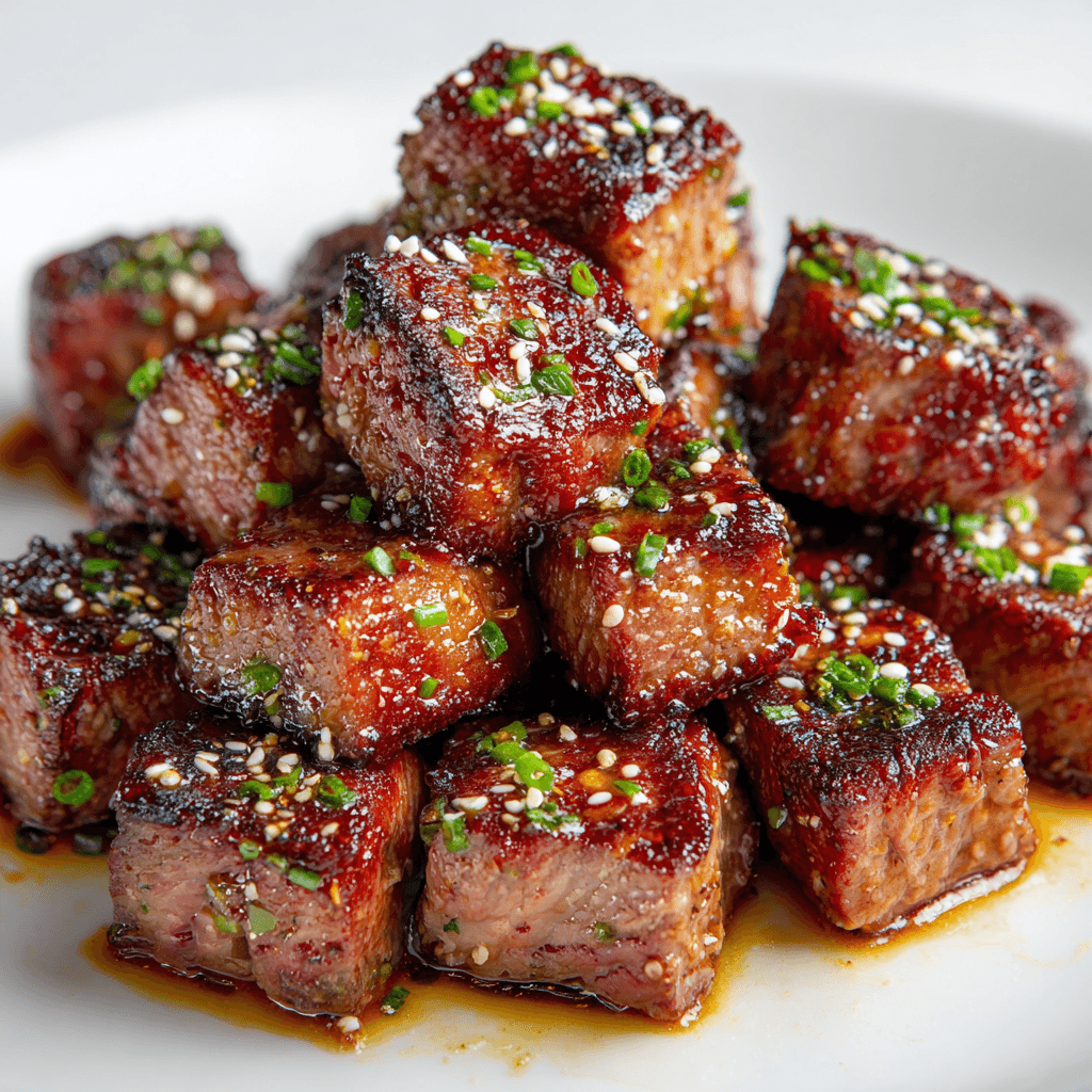 Hibachi Steak and Shrimp Recipe – Bold, Buttery & Fast 4 Juicy hibachi steak cubes seared and served on a white plate