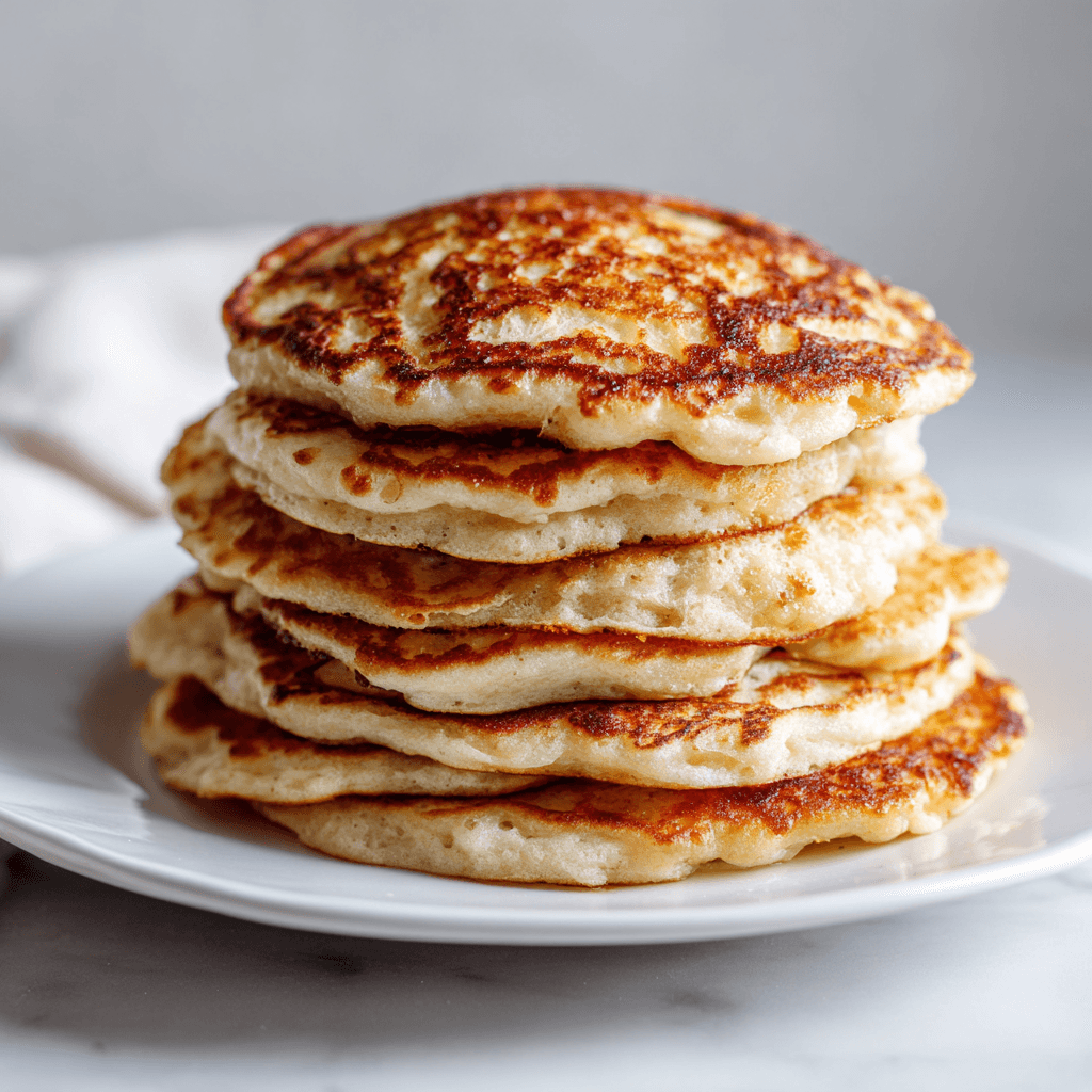 High Protein Pancake Recipe – Easy, Fluffy, Power Breakfast 5 Stack of golden, fluffy high protein pancakes with crisp edges.