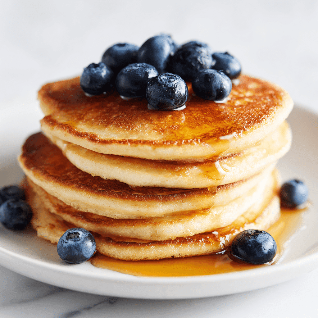 Protein Pancakes Without Protein Powder: Real Food, Big Flavor 2 Golden protein pancakes without protein powder stacked on a white plate