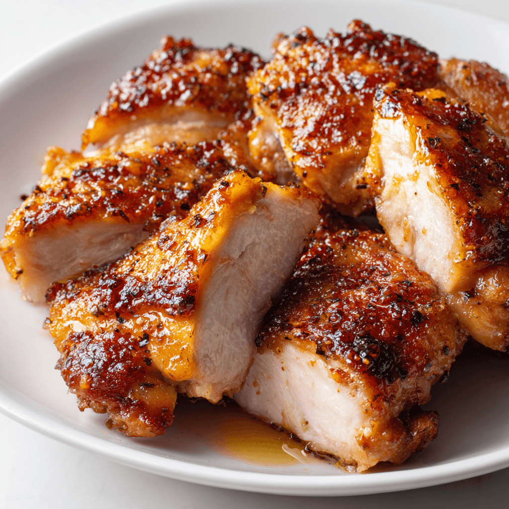 Baked Boneless Chicken Thighs: Juicy, Easy, and Full of Flavor 3 juicy baked boneless chicken thighs sliced to reveal tender, moist texture