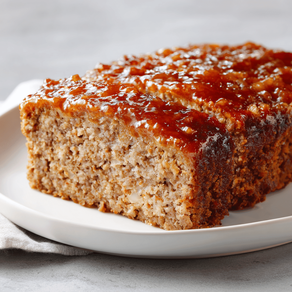 Lipton Onion Soup Meatloaf Recipe: Juicy, Classic & Easy to Make 1 Juicy slice of Lipton onion soup meatloaf on a white plate with visible onion texture