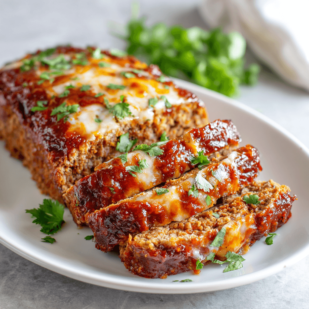Mexican Meatloaf Recipe with Bold, Comforting Flavor 4 Moist and tender Mexican meatloaf with salsa glaze on a white plate