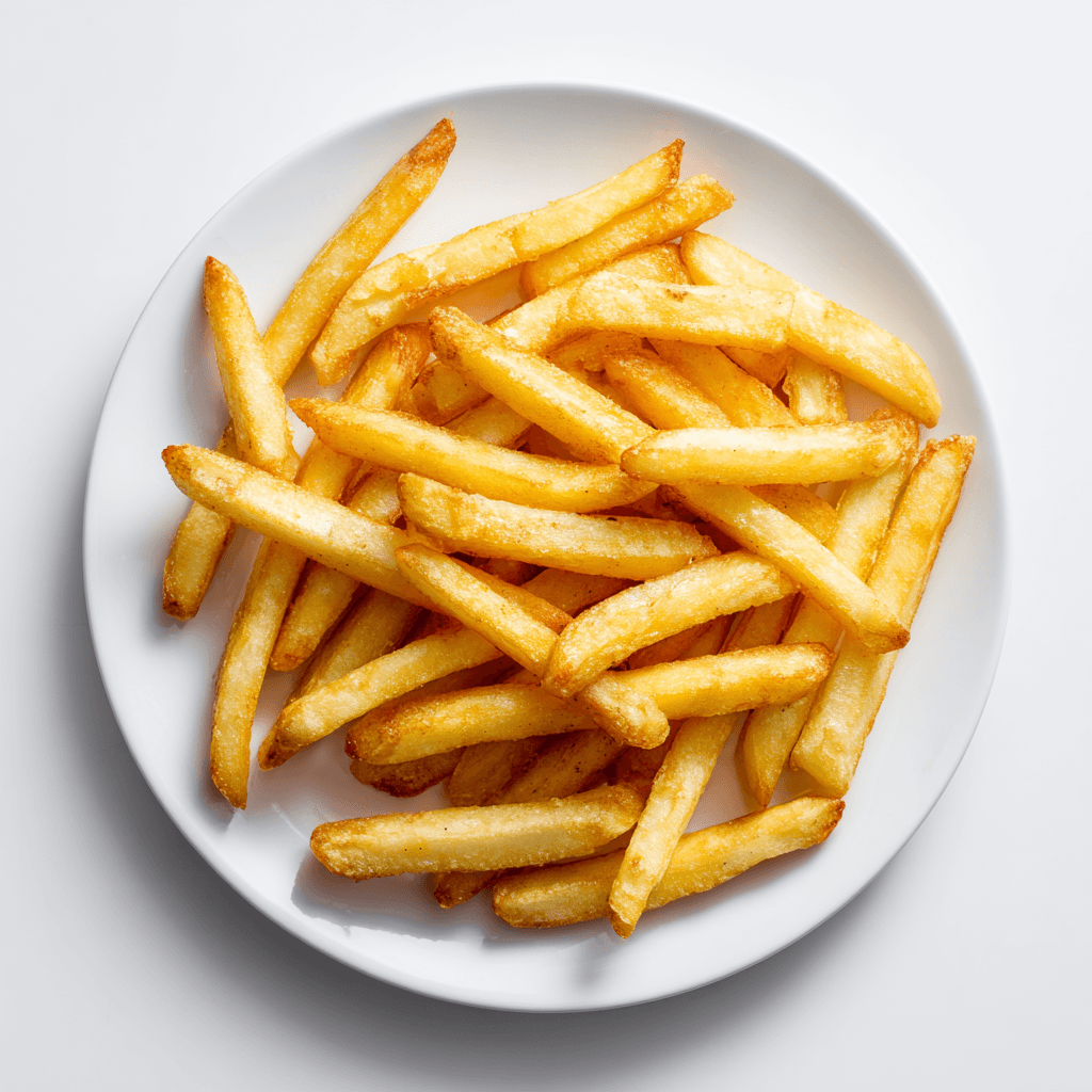 Air Fryer Frozen French Fries: Crispy Perfection in Minutes 4 Perfectly cooked golden french fries on a white plate