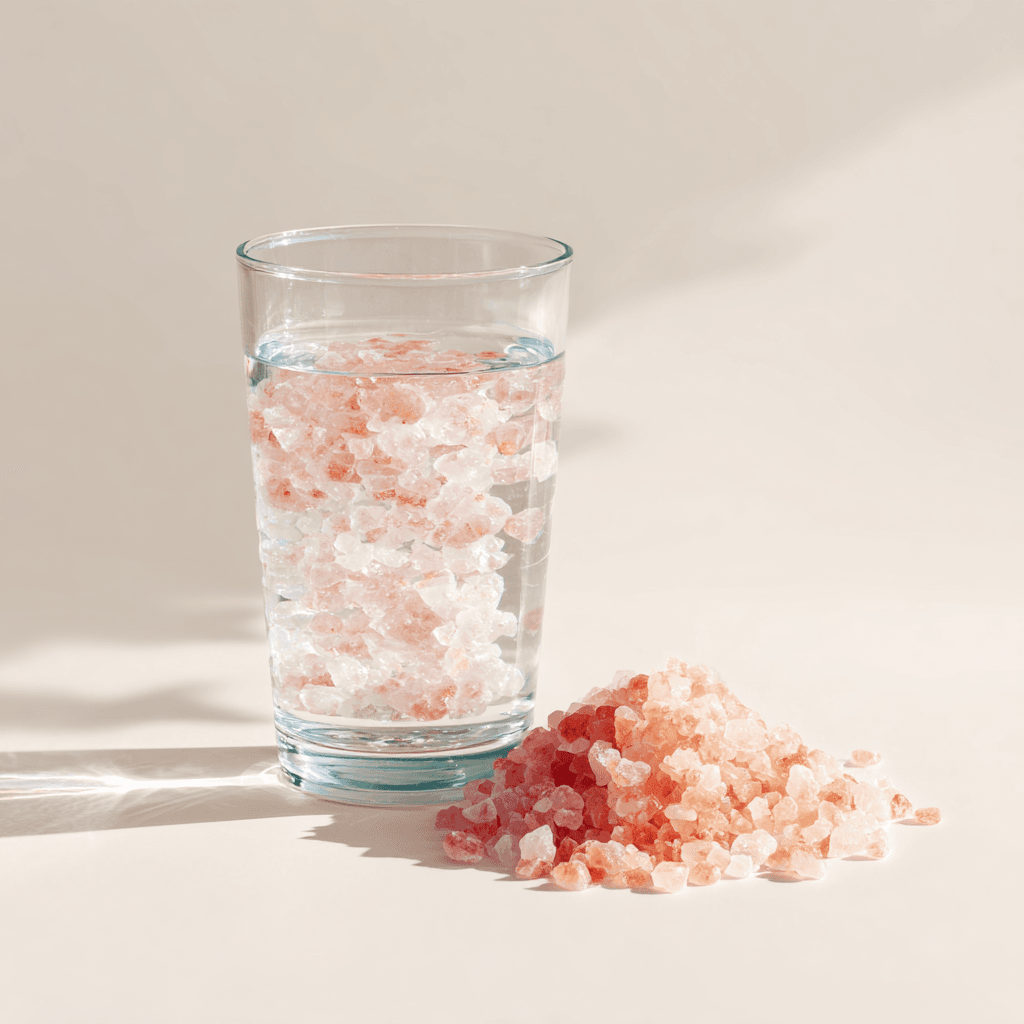 Detox water with pink salt for weight loss on a white background