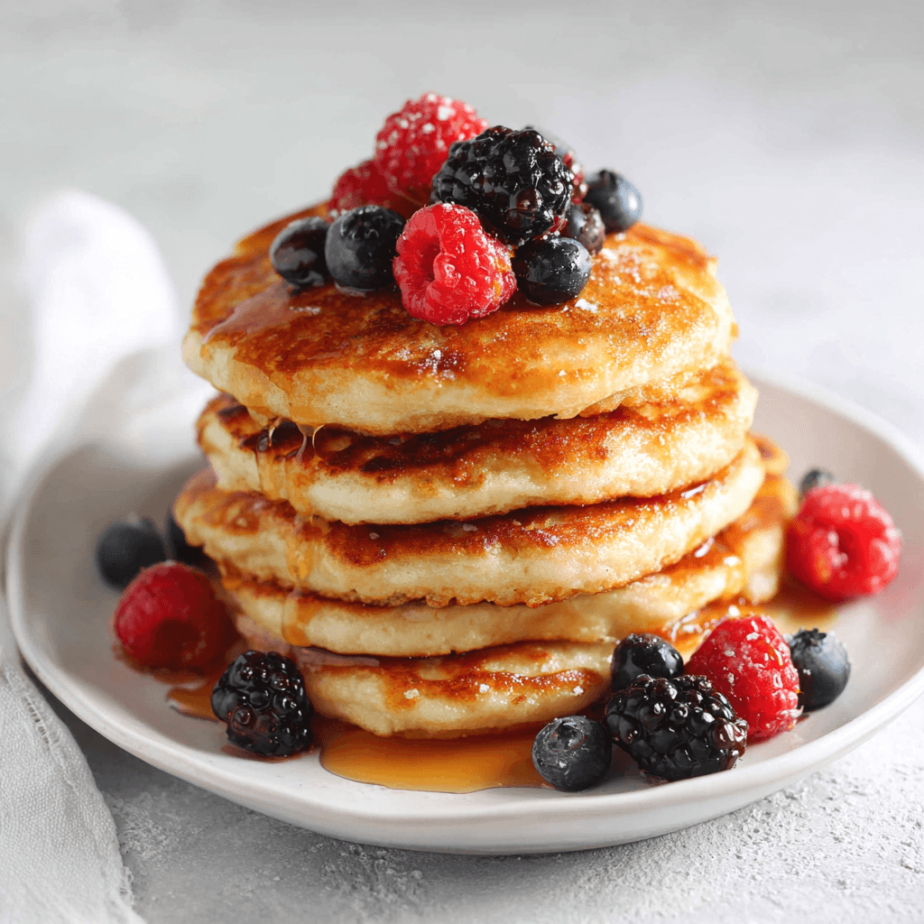Protein Pancakes No Eggs: Easy, High-Protein, Egg-Free Stack Guide 8 Fluffy protein pancakes without eggs topped with berries and syrup