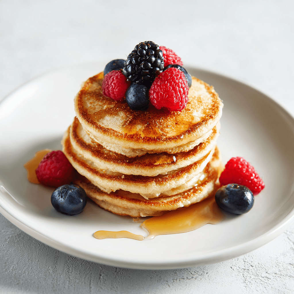 Protein Pancakes Without Protein Powder: Real Food, Big Flavor 6 Protein pancakes without protein powder topped with berries and syrup