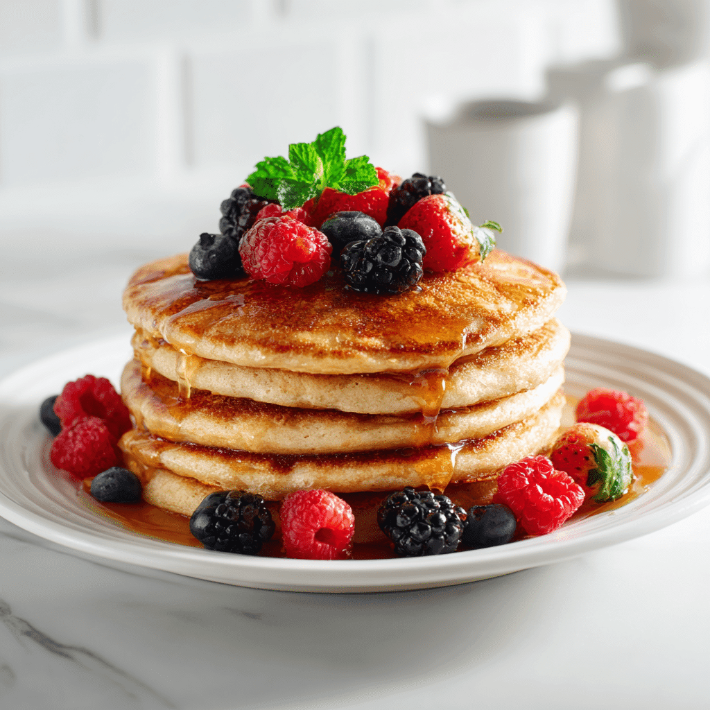 Protein Pancakes Without Protein Powder: Real Food, Big Flavor 7 Fluffy protein pancakes without protein powder with berries and syrup